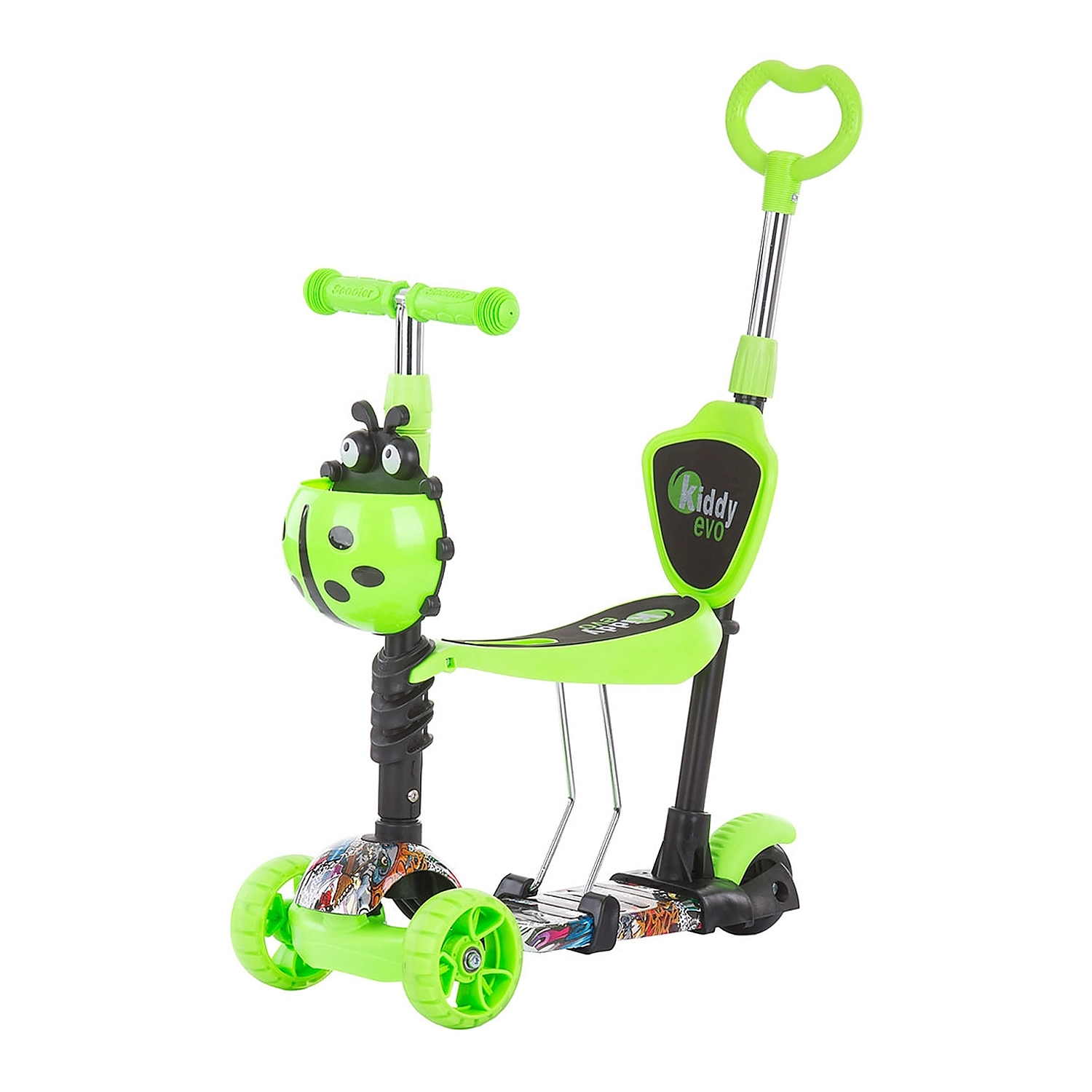 Trotinete - Trotineta Chipolino Kiddy Evo 3 in 1 cu maner green graffiti