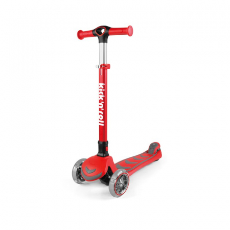 Trotinete - Trotineta copii, Kick`n`Roll, Pliabila, Cu roti luminoase, Reglabila in inaltime, 3-12 ani, Red