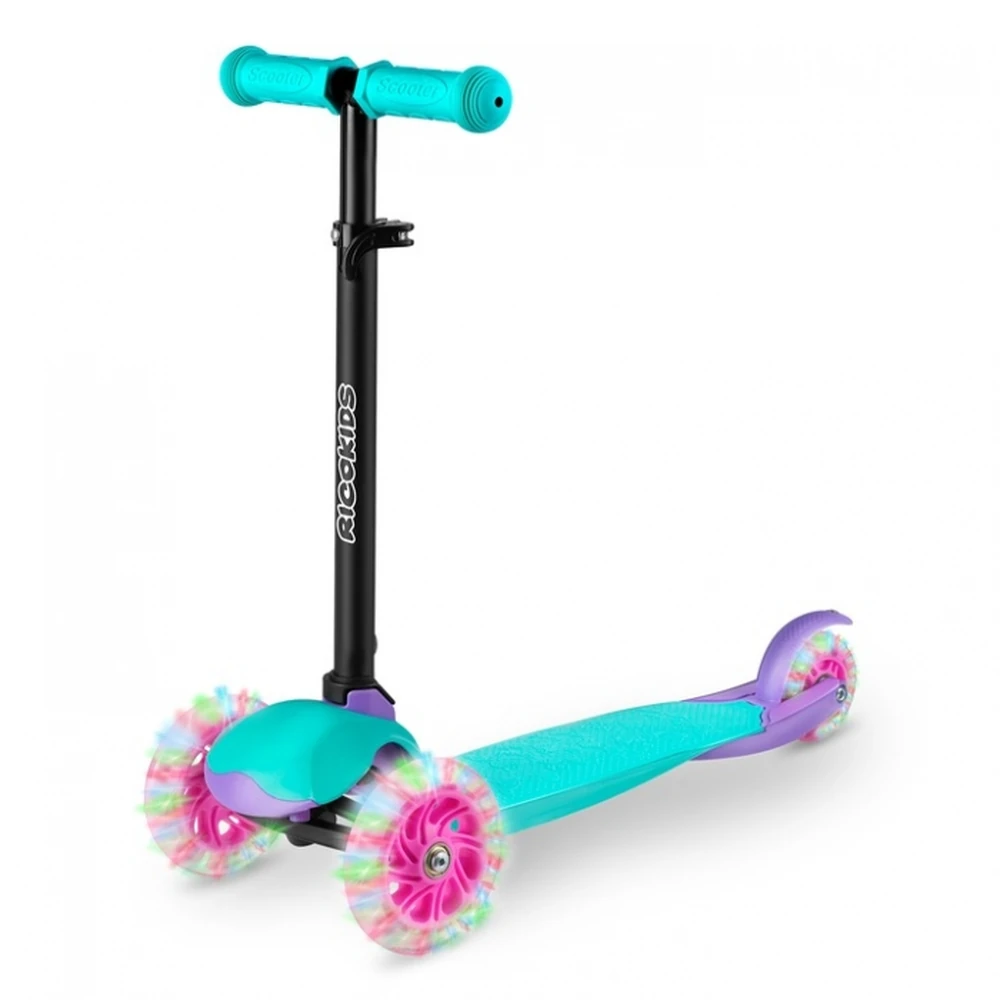 Trotinete - Trotineta copii Ricokids Loco – Turcoaz cu roz, roti LED