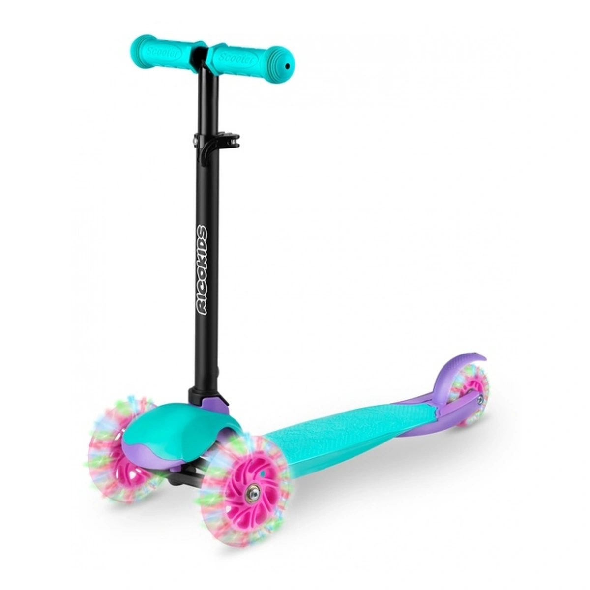 Trotinete - Trotineta copii Ricokids Loco – Turcoaz cu roz, roti LED