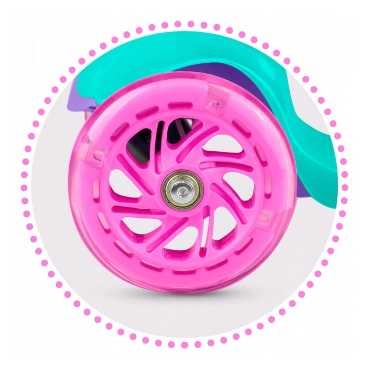 Trotineta cu roti cu LED Ricokids Loco - Turcoaz cu roz [4]