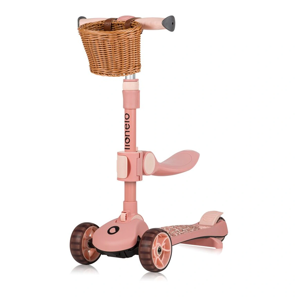 Trotinete - Trotineta, Lionelo, Franky, Pliabila, Pana la 50 kg, Sezut detasabil, Roti cu LED, 12 luni+, Pink Rose