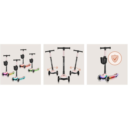 Trotineta , Lionelo, Mey, Ultrapliabila, Cu lumini si cosulet, Maner ajustabil pe inaltime, 3 ani+, Pana la 50 Kg, [30]