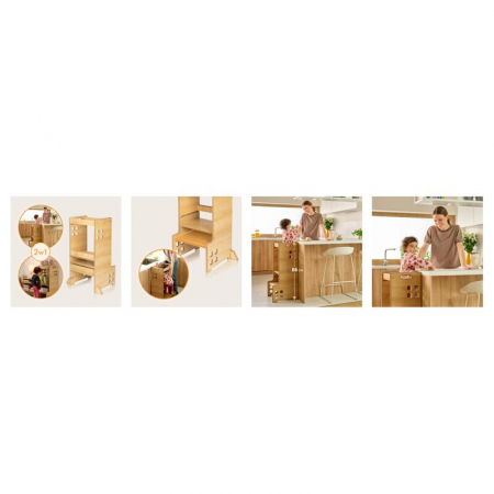 Turn de invatare Montessori, Lionelo, Cass, Functie de raft pentru carti, Natur [12]