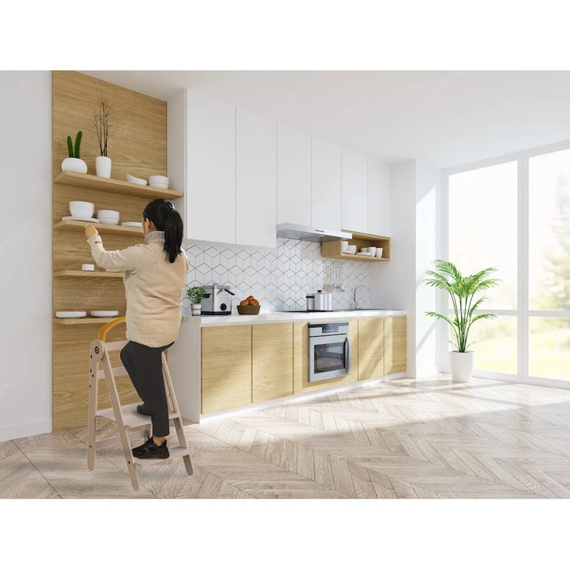 Turn de invatare pliabil MamaToyz Learning Tower din lemn, Galben [4]