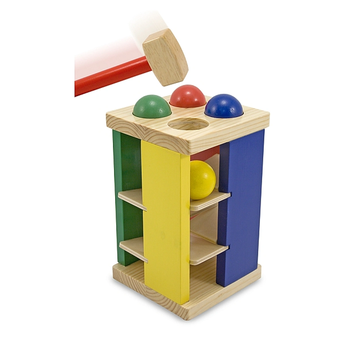 Jucarii din lemn - Turnul din lemn cu ciocan si bile Melissa and Doug