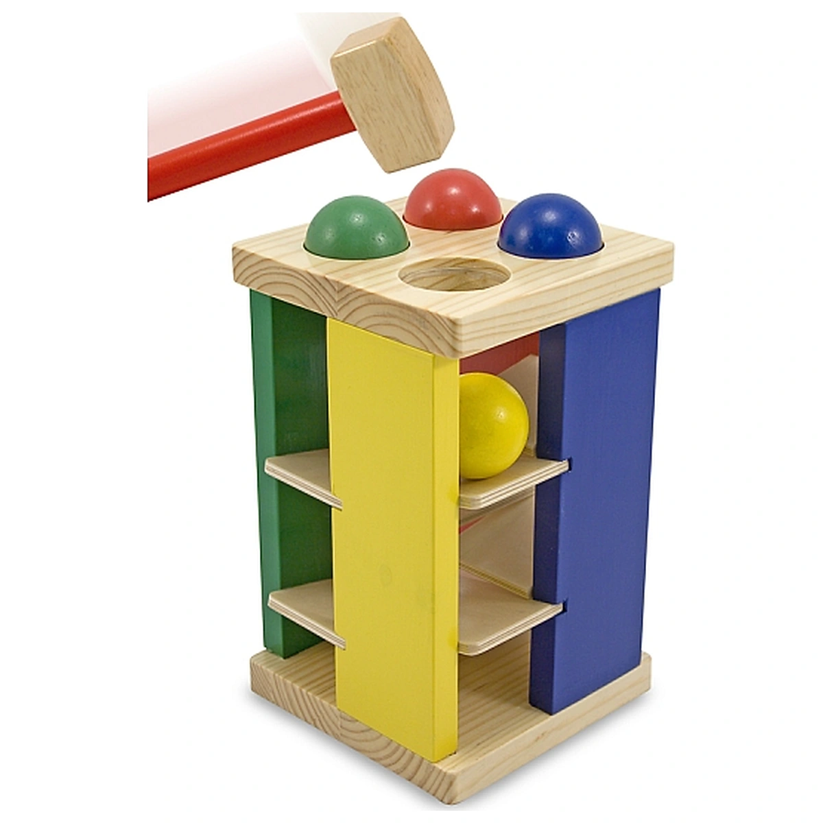 Jucarii - Turnul din lemn cu ciocan si bile Melissa and Doug