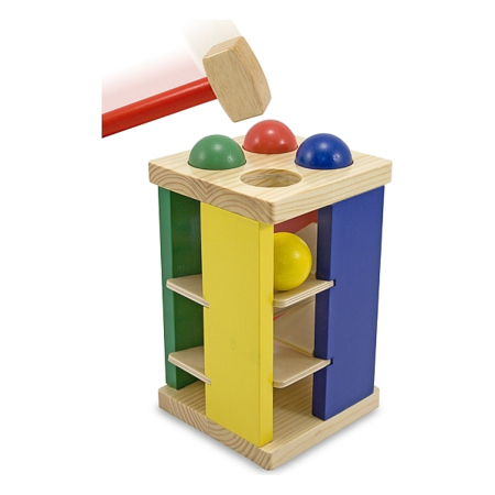 Jucarii - Turnul din lemn cu ciocan si bile Melissa and Doug