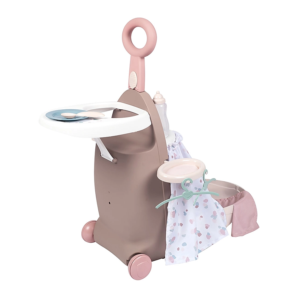 Jucarii - Valiza multifunctionala pentru papusi Smoby Baby Nurse 3 in 1 maro