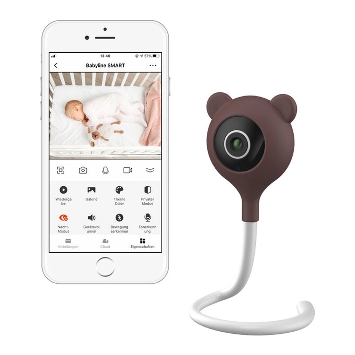 Video monitor, Babyline Smart, cu cablu USB, Conexiune Wifi, Comunicare bidirectionala, Senzor de temperatura, Alb [2]