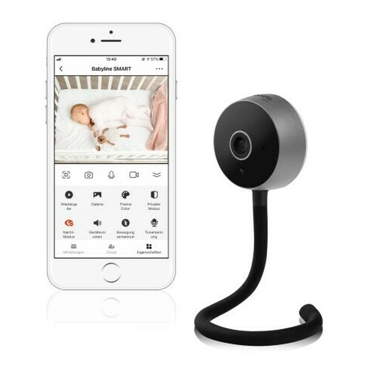 Monitorizarea bebelusului - Video monitor, Lionelo, Babyline Smart, Cu aplicatie Smart Life, Conexiune Wifi, Negru