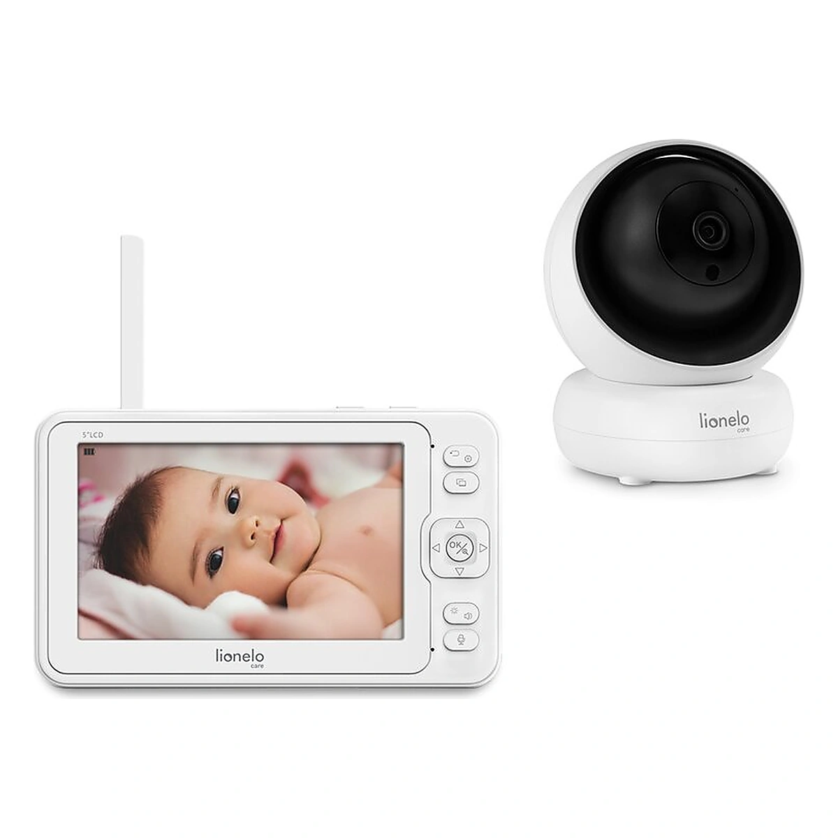 Siguranta bebelusului - Videofon Babyline 8.3, Cu termometru, Cu melodii, Comunicare in 2 sensuri, Rotire 360 grade, Alb