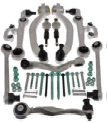 SET SUSPENSIE ROATA - Set 12 elemente suspensie/directie punte fata 4x brat inferior suspensie fata - con: 16mm 4x brat superior suspensie fata 2x cap de bara / 2x bieleta antiruliu Suruburi, piulite, elemente montaj inclu