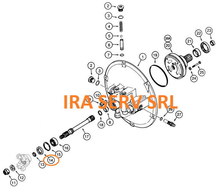 Simering iesire convertizor pentru buldoexcavator Case 580K, 580SK, 580SLE [2]