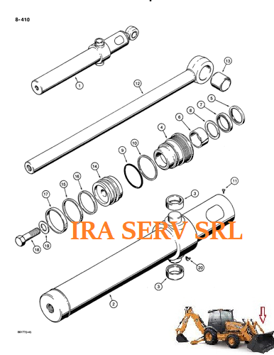 Kit garnituri cilindru balsculare/inclinare cupa fata buldoexcavator Case 580 K & Case 580 SK [2]