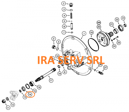 Simering iesire convertizor pentru buldoexcavator Case 580K, 580SK, 580SLE [1]