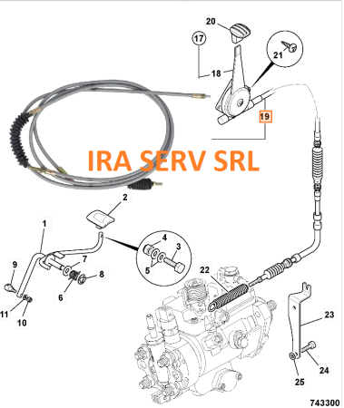 PIESE JCB - Cablu acceleratie buldoexcavator JCB 3CX, 4CX, 5CX cod : 910/60216