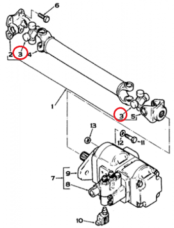 Cruce cardanica dintre motor si pompa hidraulica Fermec 860 [1]