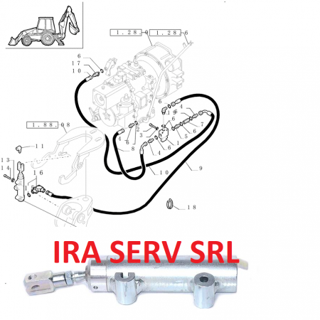 PIESE DE SCHIMB UTILAJE DE CONSTRUCTII - Cilindru blocare brat buldoexcavator New Holland , Case , Ford , Fiat Kobelco ,
