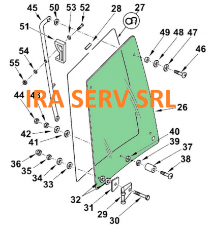 PIESE TEREX - Geam superior usa buldoexcavator Terex 820 , 860