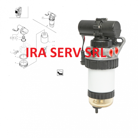 PIESE CASE/NEW HOLLAND/FIAT-HITACHI/FIAT-KOBELCO - Pompa alimentare electrica cu filtru pentru buldoexcavator New Holland , FIAT KOBELCO , Ford cod : 87802202
