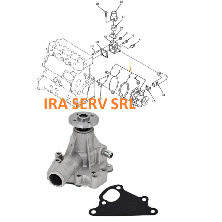 PIESE CASE/NEW HOLLAND/FIAT-HITACHI/FIAT-KOBELCO - Pompa apa motor Shibaura