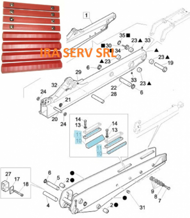 PIESE CASE/NEW HOLLAND/FIAT-HITACHI/FIAT-KOBELCO - Set patine brat telescopic buldoexcavator  Case 695 ST