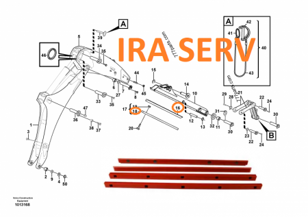 PIESE VOLVO - Set patine pentru brat telescopic buldoescavator Volvo BL60 , BL61 , BL61PLUS , BL70 , BL71 , BL71PLUS