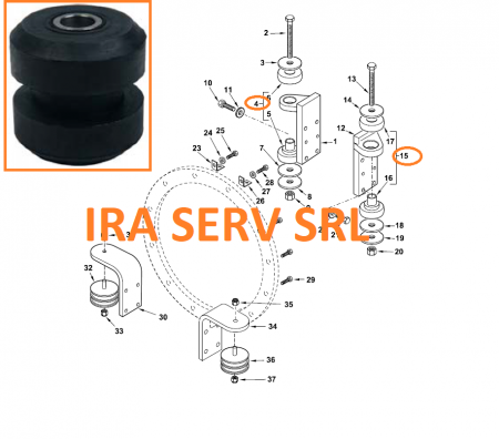 PIESE DE SCHIMB UTILAJE DE CONSTRUCTII - Tampon motor spate/cutie pentru buldoexcavator Terex/Fermec 820 , 860 ,960, TLB840 SM , TLB840 PM