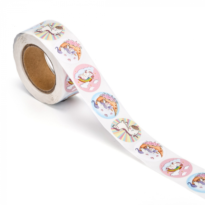 Abtipild sticker rotund cu unicorn, 1 rola cu aproximativ 500 stickere [2]