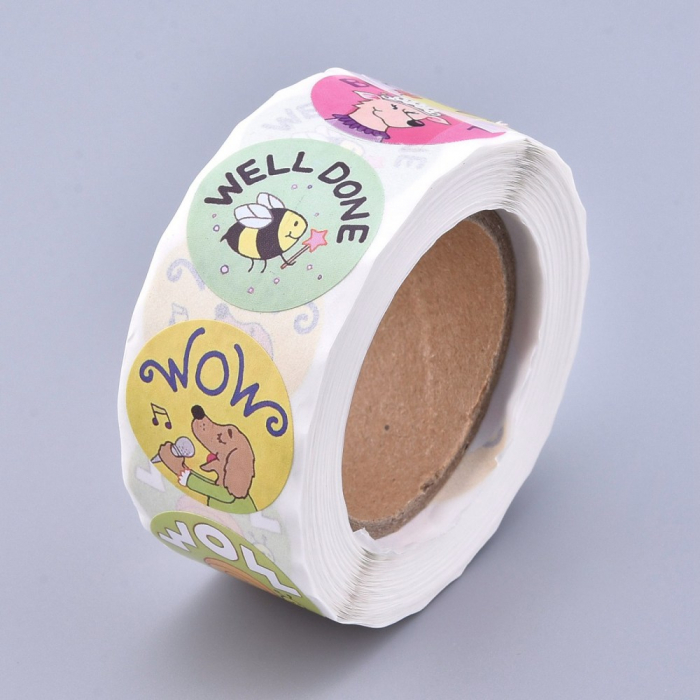 Abtipild sticker rotund cu animalute si mesaje, 1 rola cu aproximativ 500 stickere [1]