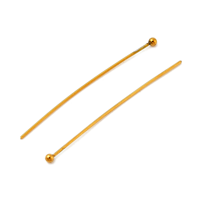 Ace cu bilă din inox 304, placate cu aur 18K prin Ion Plating, 36x1.8X0.5 mm – 1 bucată [1]