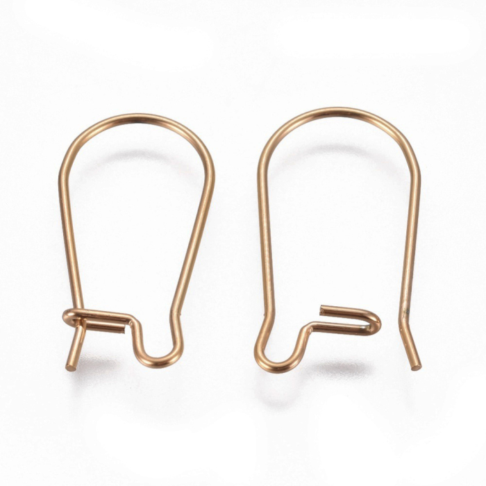 Tortițe kidney din inox 304, placate cu aur 18K prin Ion Plating, 20x10.5 mm – 1 pereche (2 bucăți) [2]