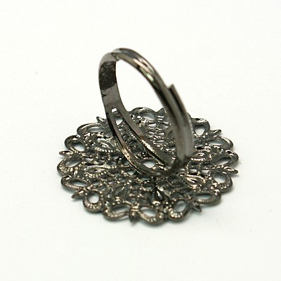 Baza inel culoarea neagra, gunmetal, alama- cu suport caboson de 25 mm, ajustabil 1 bucata [2]
