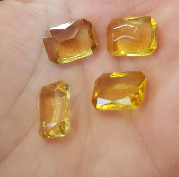 Cabochon din cristal german, fatetat, dreptunghi - 14x10 mm - Citrina- 1 bucata Cod DG7 [2]