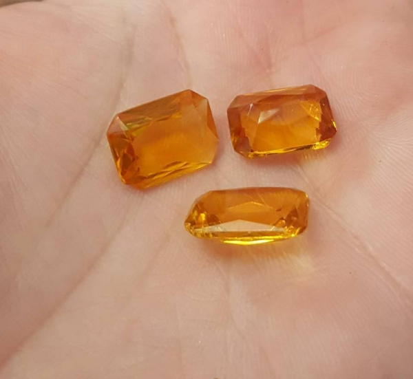 Cabochon din cristal german, fatetat, dreptunghi - 14x10 mm -Culoare Topaz- 1 bucata Cod DG7 [3]
