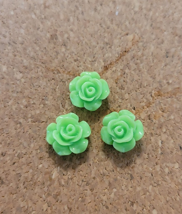 Caboson trandafir din rasina, 12 mm, verde, 1 buc [1]