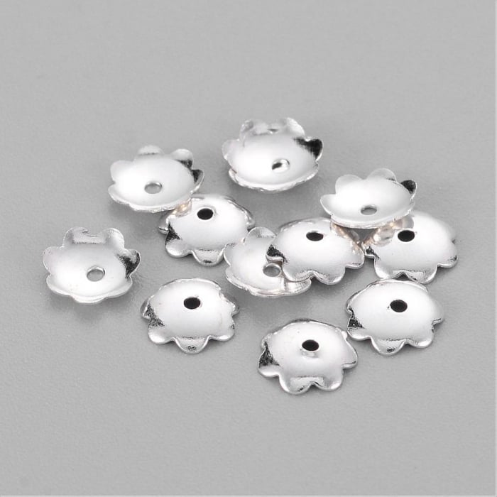 Capac margele, alama argintie, 6 mm [2]