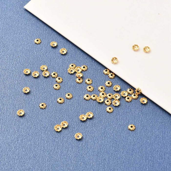 Capac margele din alama placata cu aur de 18K, 3,5X1 mm- 1 bucata [2]