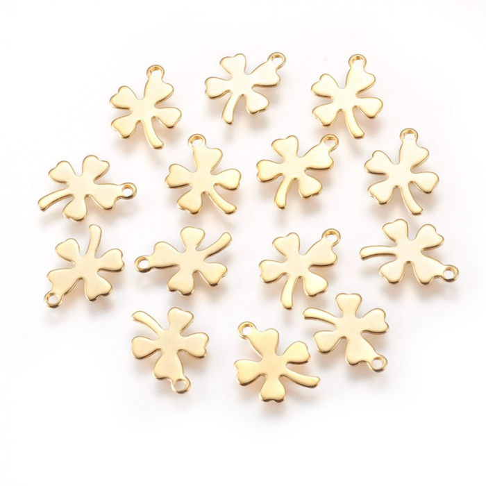 Charm trifoi din otel inoxidabil auriu, 11X8 mm, 1 buc [2]