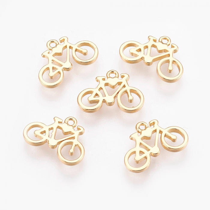 Charm bicicleta din alama placata cu aur de 18K, 9x13 mm - 1 bucata [2]