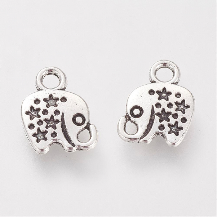 Charm elefant argintiu antichizat - 11X8,5 mm - 1 bucata [1]