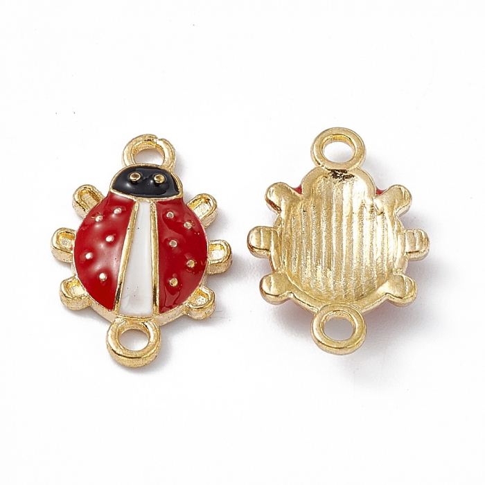 Charm emailat buburuza, metal auriu, 17.5X12.5 mm, 1 buc [2]