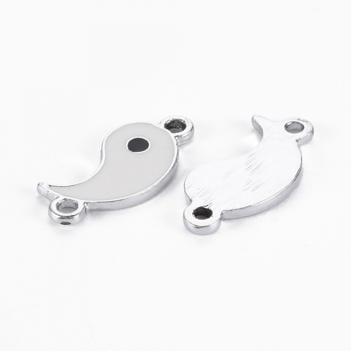 Conector FengShui alb si negru, argintiu antichizat, set de 2, 22X10 mm [5]
