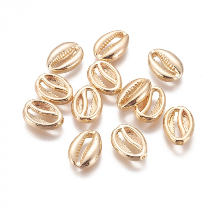 Conector charm scoica cowrie shell,  alama placata cu aur [2]
