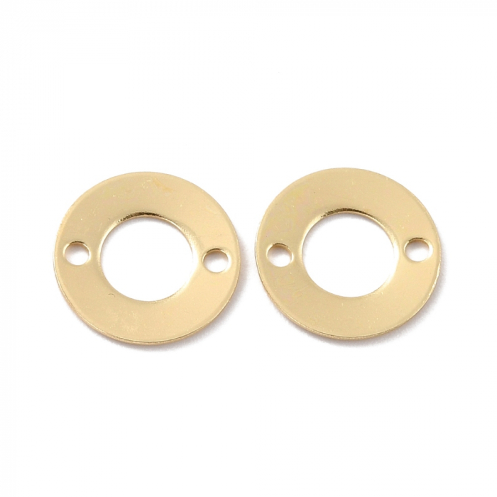 Conector banut gaurit din alama placata cu aur de 18K, 12 X 0.8 mm, 1 buc [1]