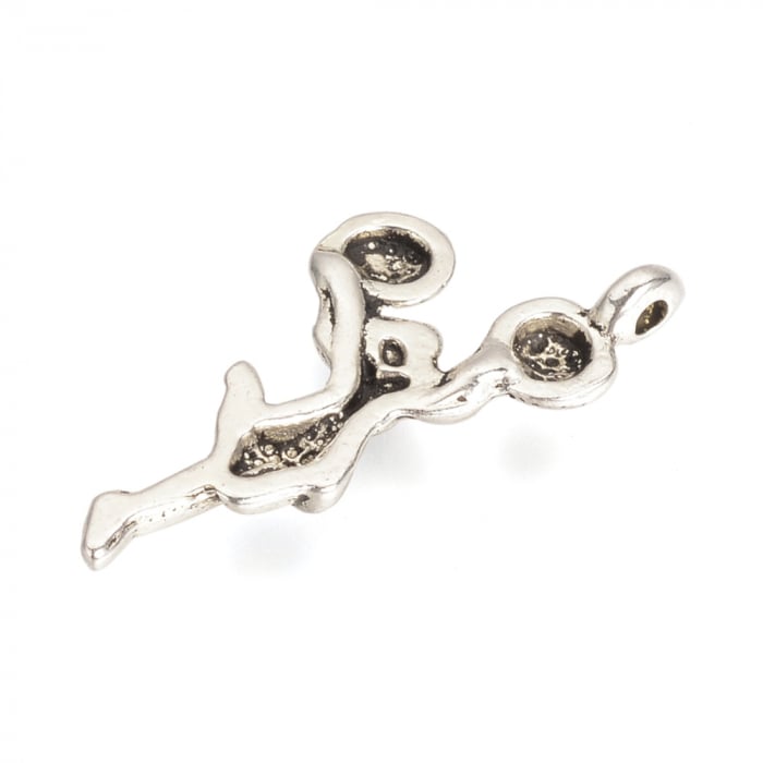Charm cheerleader, sport, gimnastica, argintiu antichizat - 29x14 mm [2]