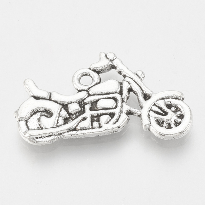 Charm motocicleta argintiu antichizat, 24x15 mm - 1 bucata [2]
