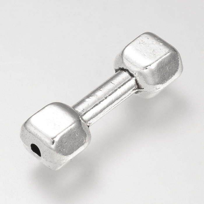 10 bucati Conector charm gantera, argintiu antichizat, 25,5X9 mm [2]