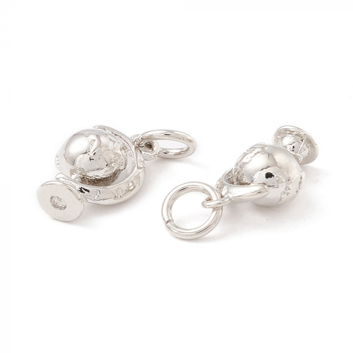 Charm pandant din alama, glob pamantesc, Tellurion, argintiu antichizat, 11x7.5 mm, 1 buc [2]